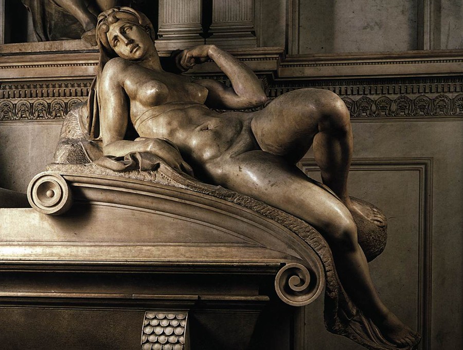 A deusa Eos Aurora, de Michelangelo. Tanta perfeição em pedra que tem até celulite